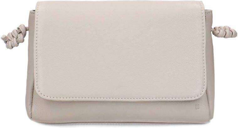 Manfield leren schoudertas beige