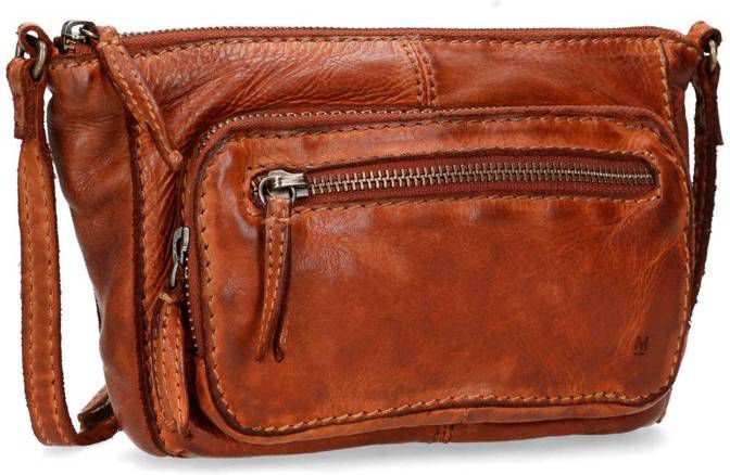 Manfield leren schoudertas cognac