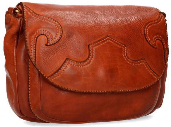 Manfield leren schoudertas cognac