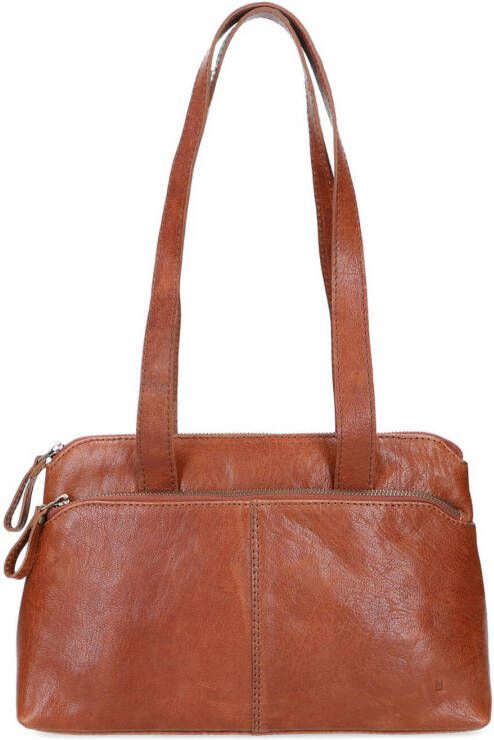 Manfield leren schoudertas cognac