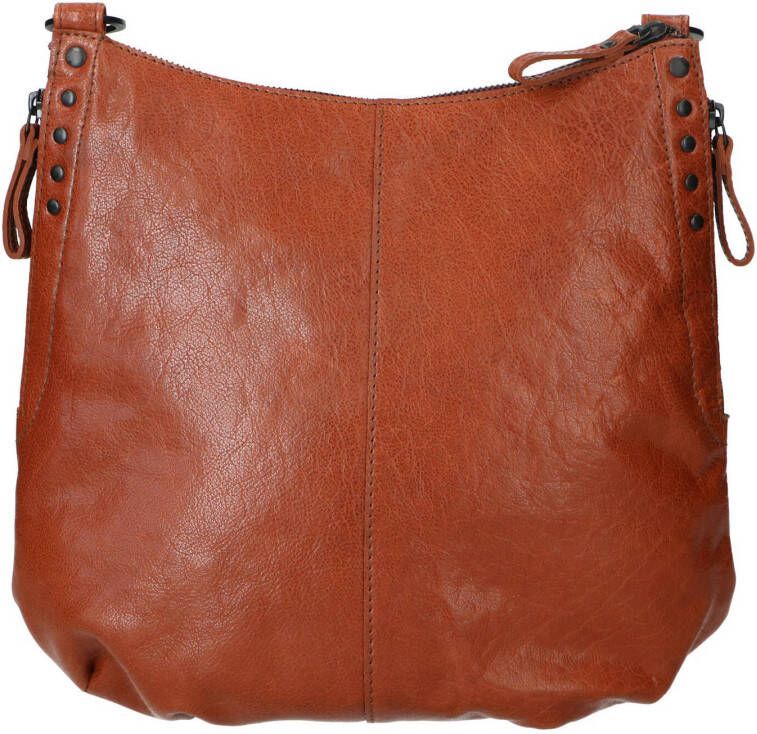 Manfield leren schoudertas cognac