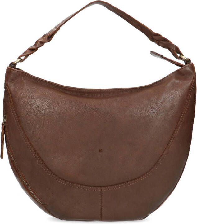 Manfield leren schoudertas donkerbruin