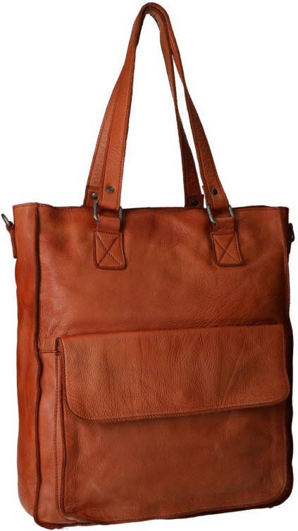 Manfield leren shopper cognac