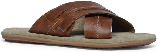 Manfield leren slippers cognac
