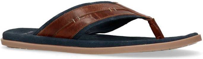 Manfield leren teenslippers bruin