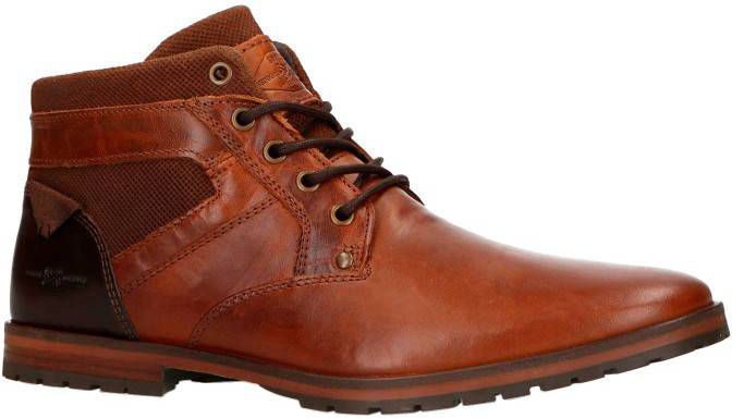 Manfield leren veterboots cognac