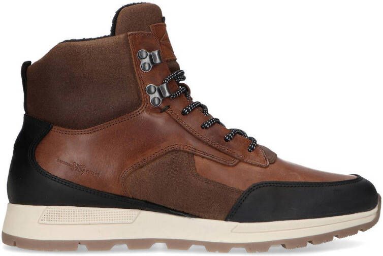 Manfield leren veterboots cognac