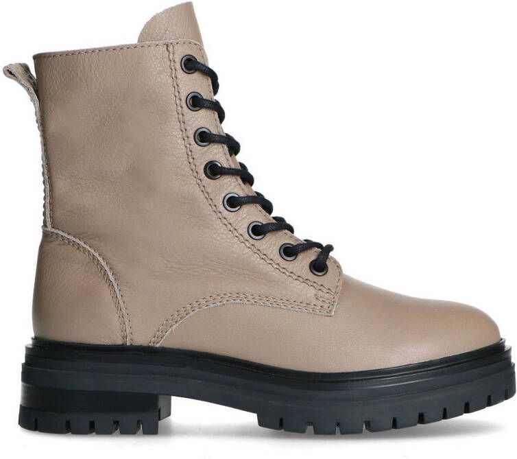 Manfield leren veterboots taupe