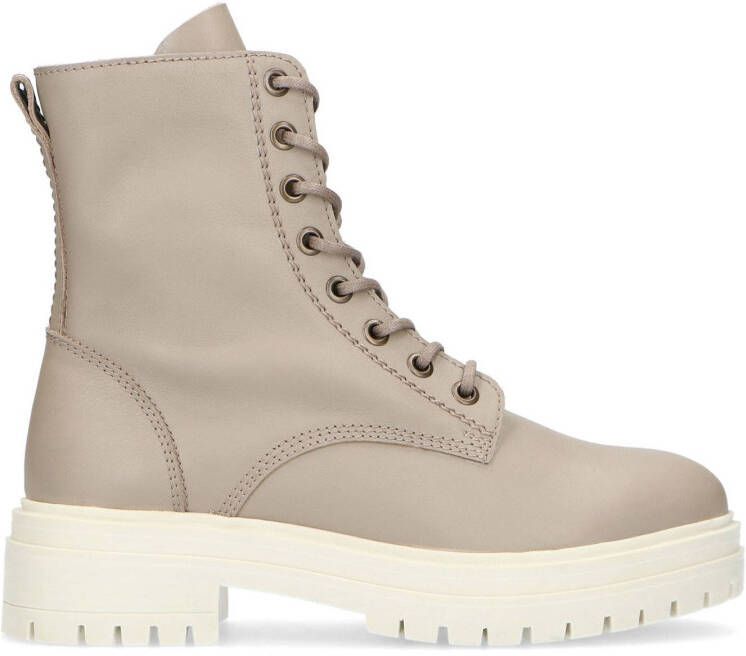 Manfield leren veterboots taupe