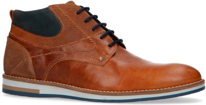 Manfield leren veterschoenen cognac