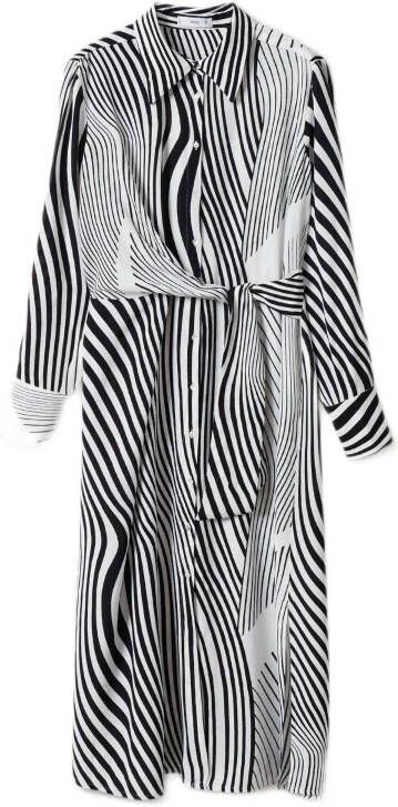 Mango Lebril midi blousejurk met streepprint en strikceintuur