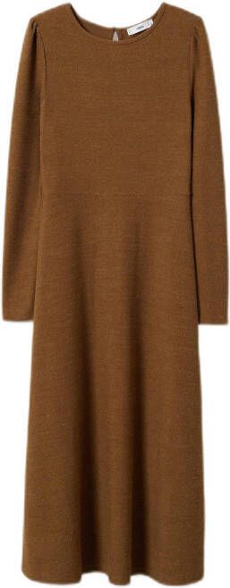 Mango gebreide A lijn jurk met textuur bruin