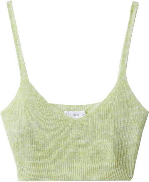 Mango gebreide crop top limegroen