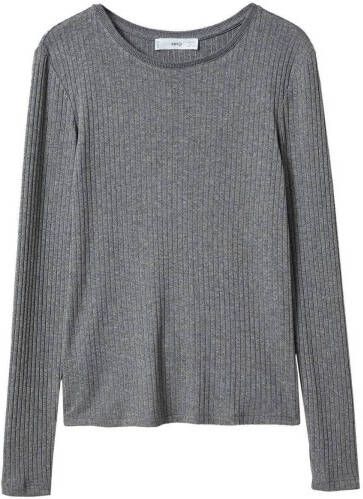 Mango Geribd T shirt met lange mouwen