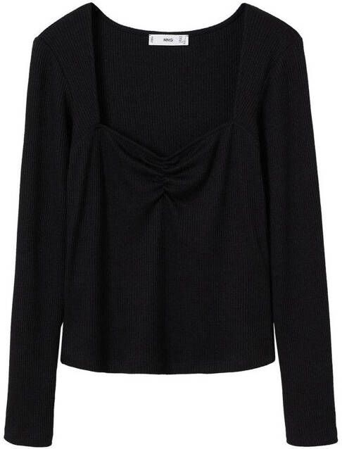 Mango gebreide longsleeve met plooien zwart