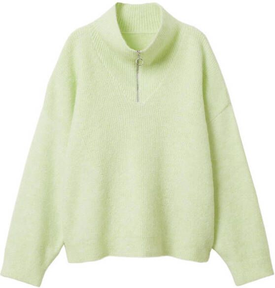 Mango Dune fijngebreide trui in wolblend met halve rits