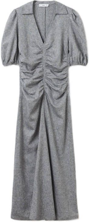 Mango gemêleerde jurk met smockwerk grijs