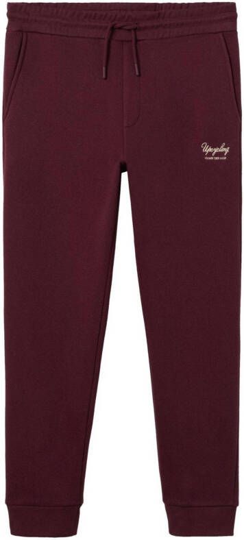 Mango Man regular fit joggingbroek met borduursels donkerrood