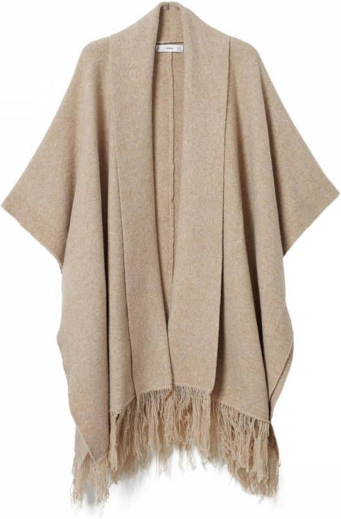 Mango Seeds fijngebreide cape met franjes