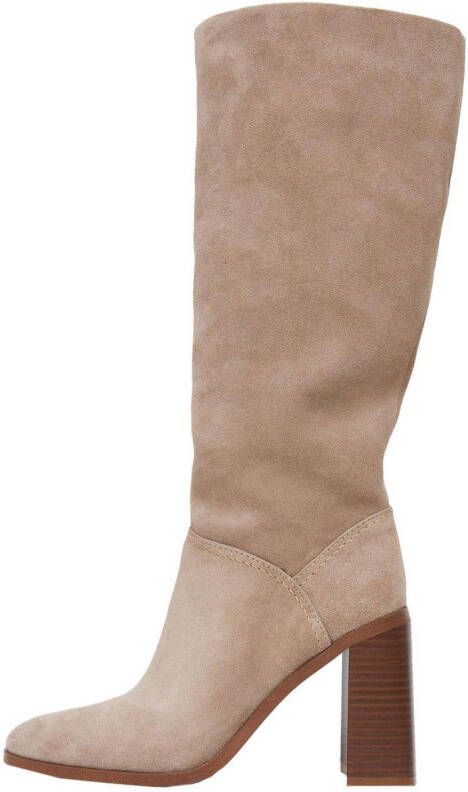 Mango Hoge leren laarzen met hakken