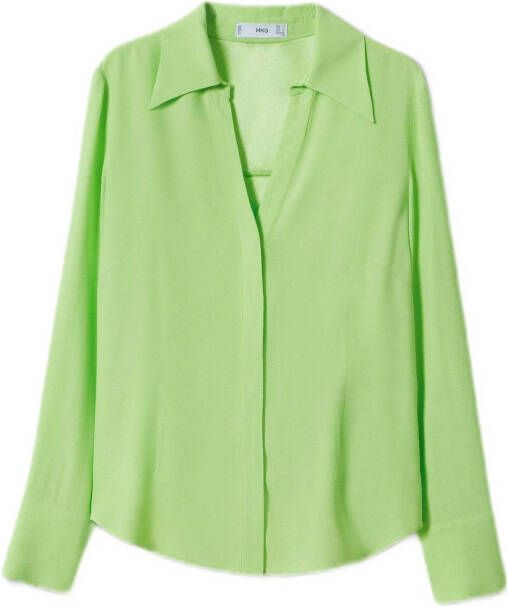 Mango top met plooien limegroen