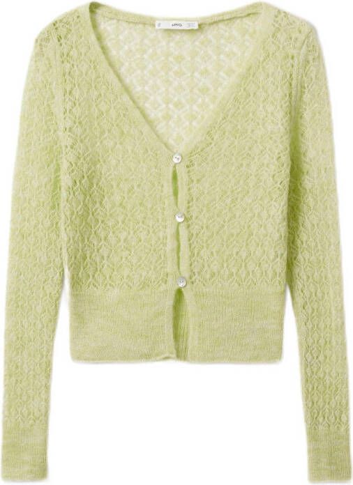 Mango Colby cropped vest in wolblend met opengewerkt dessin