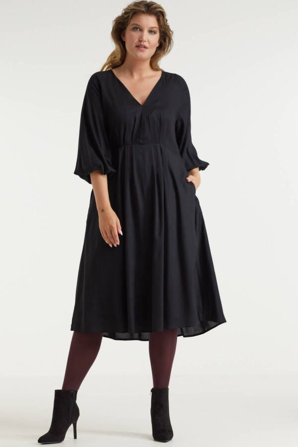 Miljuschka by Wehkamp jurk met v hals zwart