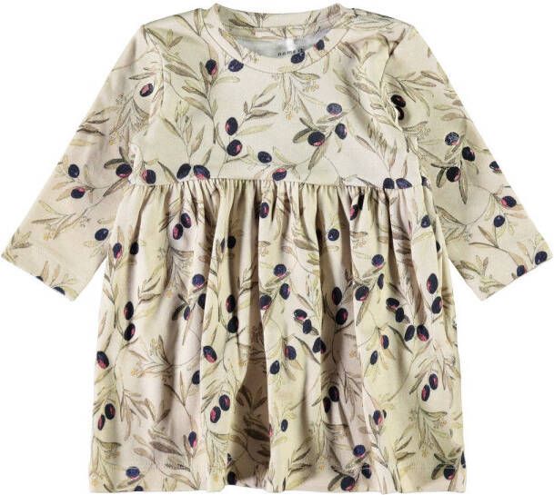 NAME IT BABY jurk NBFLARISA met biologisch katoen beige/groen/paars
