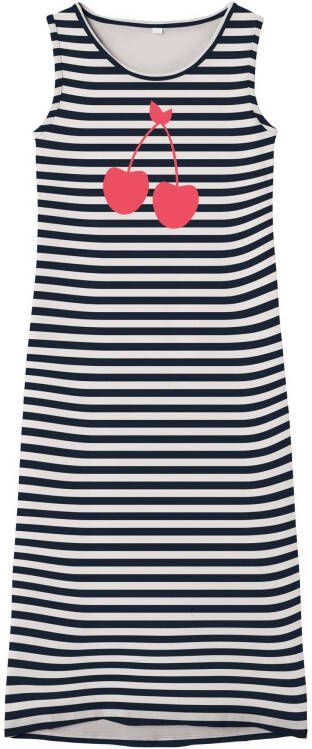 NAME IT KIDS gestreepte maxi jurk NKFVIPPA donkerblauw/wit