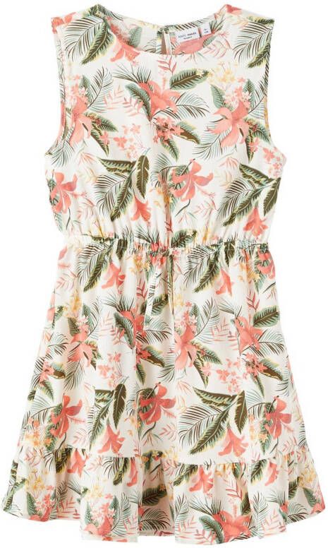 NAME IT KIDS jurk NKFVINAYA van gerecycled polyester wit/groen/rood