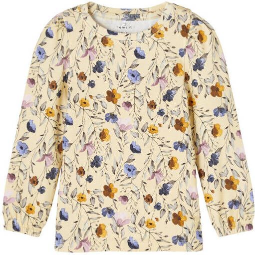 NAME IT MINI gebloemde longsleeve NMFBULU met biologisch katoen geel
