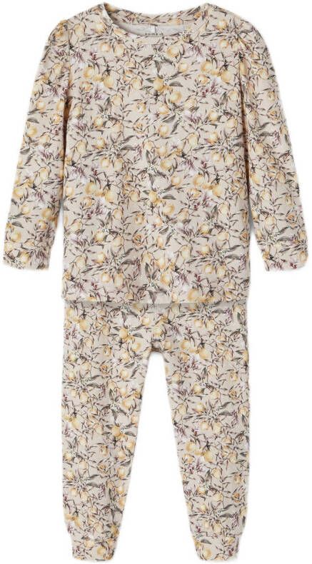 NAME IT MINI pyjama NMFROSALI met all over print beige/geel/groen