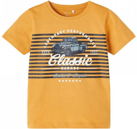 NAME IT MINI T shirt NMMBERTEL met printopdruk geel