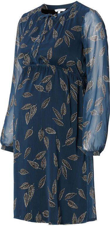 Noppies gebloemde zwangerschaps en voedingsjurk Jewel blauw/bruin/wot