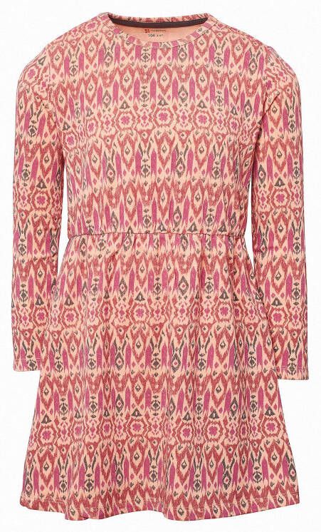 Noppies jurk Bat Yarn met all over print koraalrood