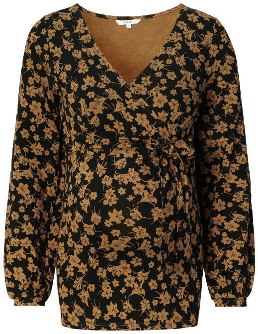 Noppies overslag zwangerschapstop Irving met all over print zwart