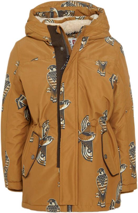 Noppies winterjas Budaun met all over print bruin