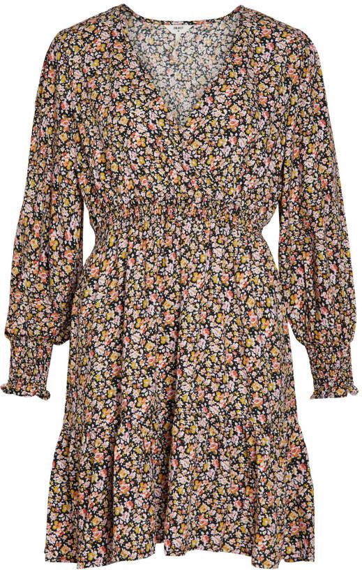 OBJECT gebloemde A lijn jurk OBJELISABETH zwart/multi