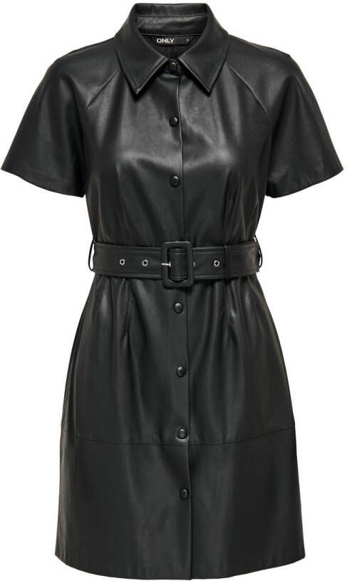 ONLY coated jurk ONLDIZZY met ceintuur zwart