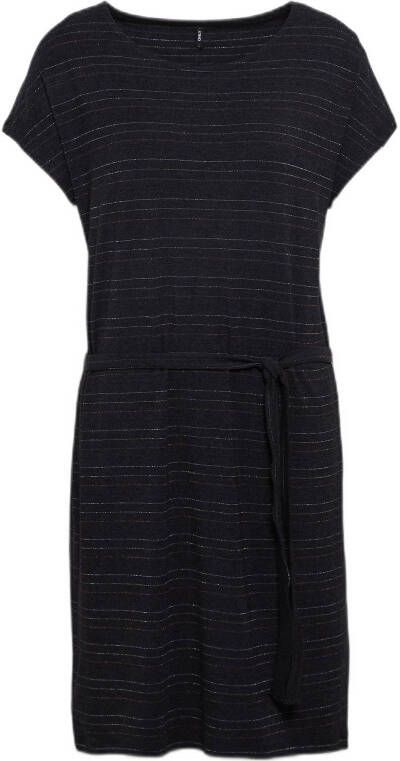 ONLY gestreepte jurk ONLMOSTER zwart