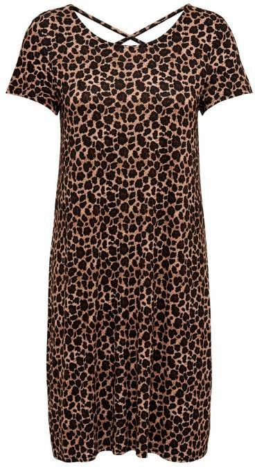 ONLY jersey jurk met all over print bruin/zwart