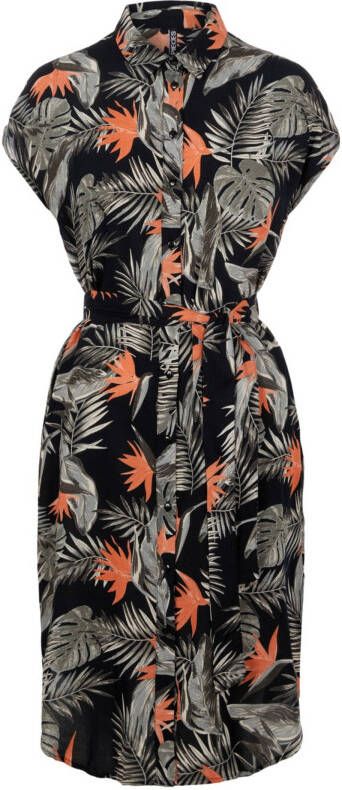 PIECES gebloemde blousejurk NYA zwart