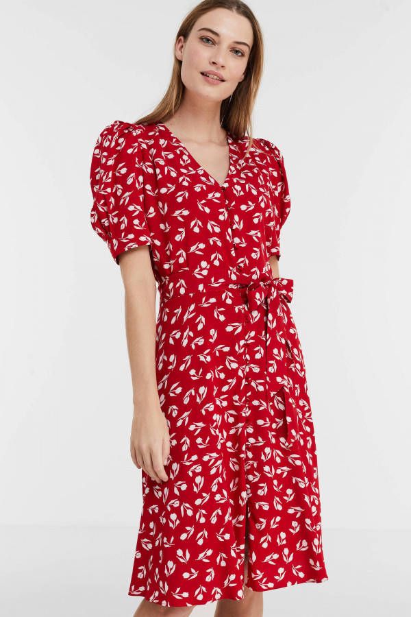 Ralph Lauren Midi blousejurk met bloemenprint en strikceintuur