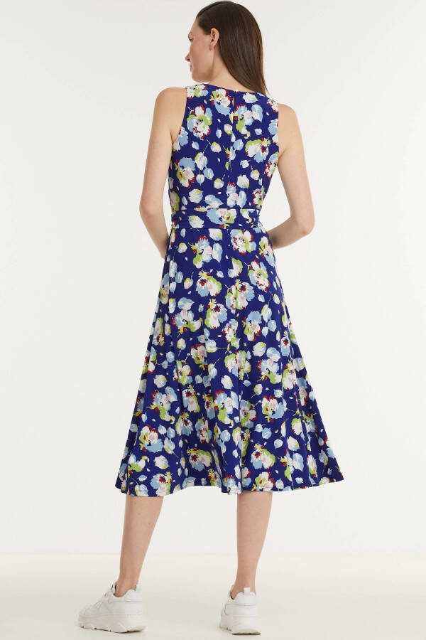 Ralph Lauren maxi jurk met all over print en ceintuur blauw