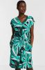 Smashed Lemon jurk Marcia met bladprint en ceintuur zwart/groen online kopen