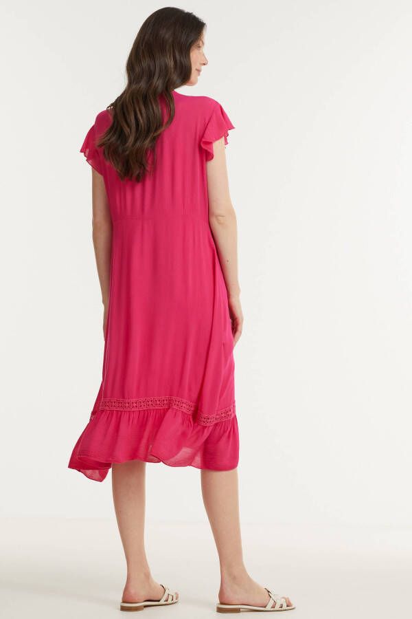 Transfer trapeze jurk met volant roze