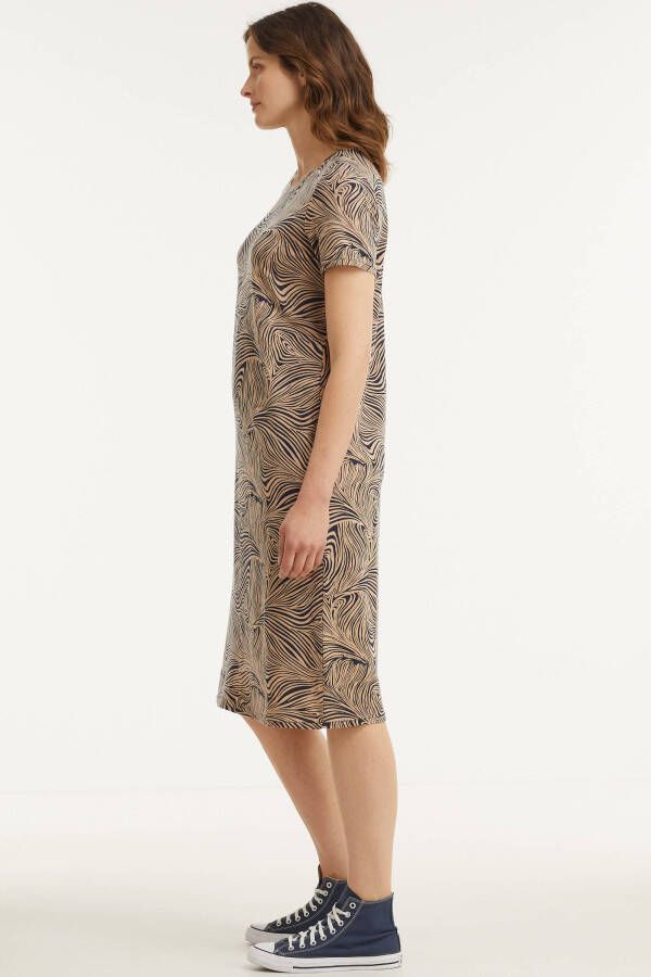 VERO MODA AWARE jurk VMGAVA met all over print beige/zwart