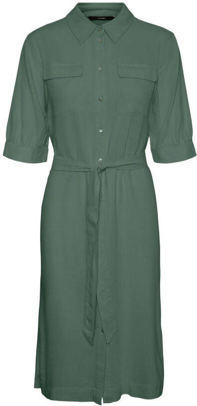 VERO MODA blousejurk VMLOTUS met ceintuur groen