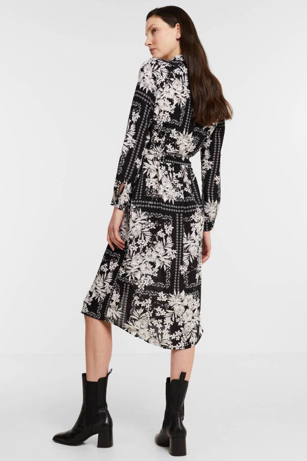 VERO MODA blousejurk VMMACY van gerecycled polyester zwart/wit