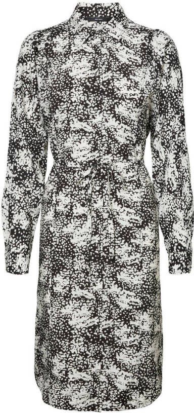 VERO MODA blousejurk VMPETRINANORA met all over print en ceintuur ecru/zwart